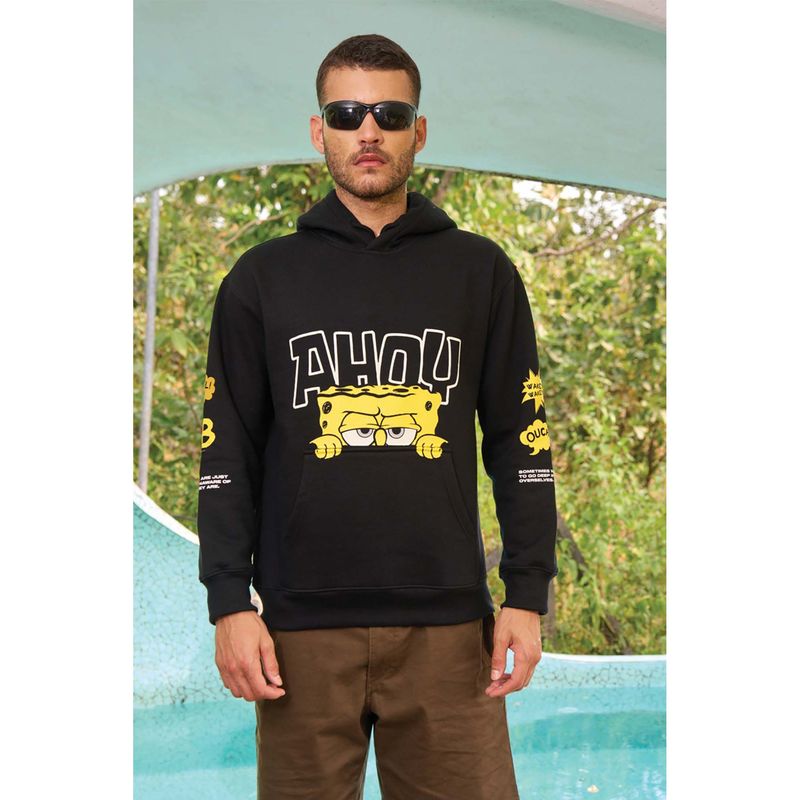 Bonkers Corner Ahoy Black Graphic Printed Hoodie (XS)