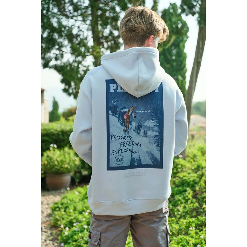 Bonkers Corner Icy Blue Playboy Printed Hoodie (XS)