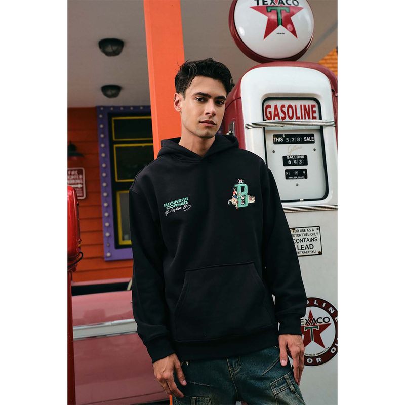 Buy Bonkers Corner Black Pushin B Graphic Printed Hoodie Online