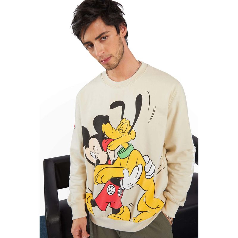 Bonkers Corner Cream Mickey And Pluto Oversized Sweatshirt (M)