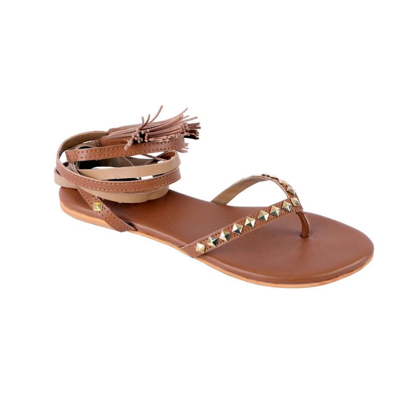 PREET KAUR Brown Tie-up's Flats (EURO 39)