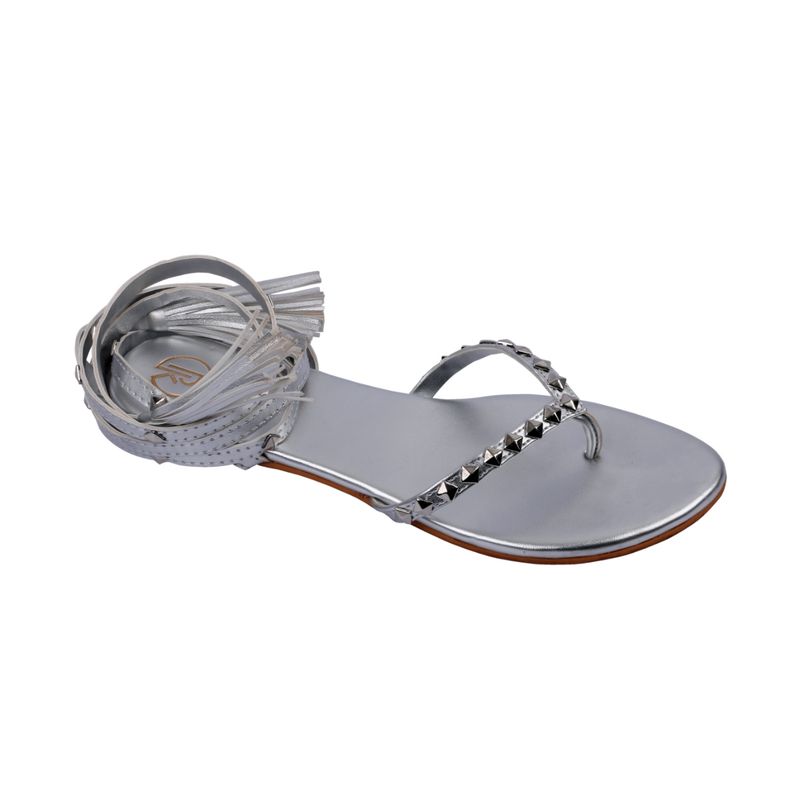 PREET KAUR Silver Tie-up's Flats (EURO 36)