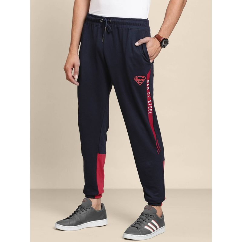 Free Authority Mens Superman Navy Blue Printed Joggers (L)