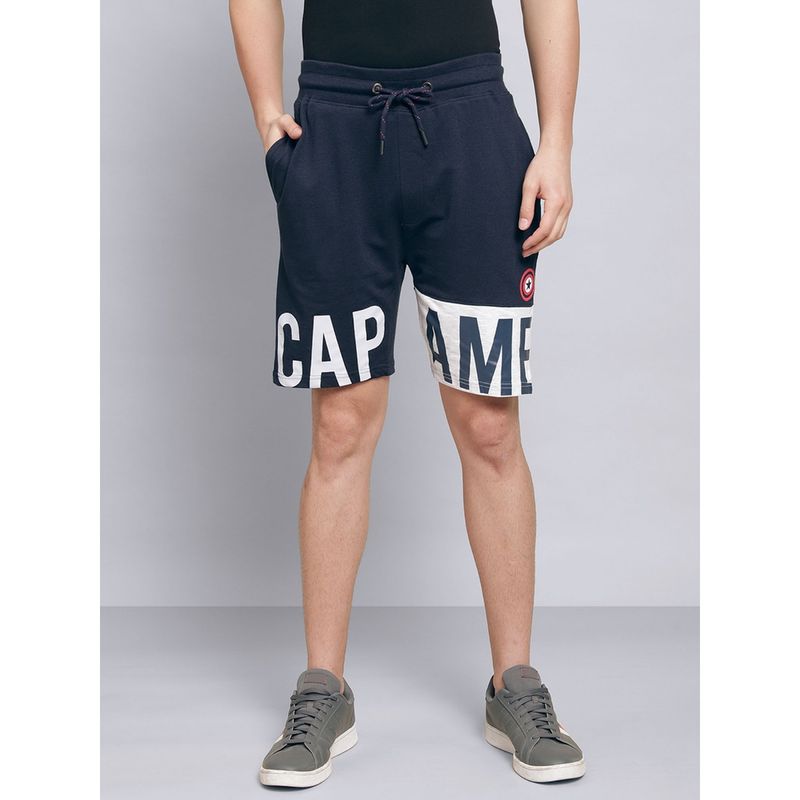 Free Authority Young Men Captain America Printed Blue Shorts (S)