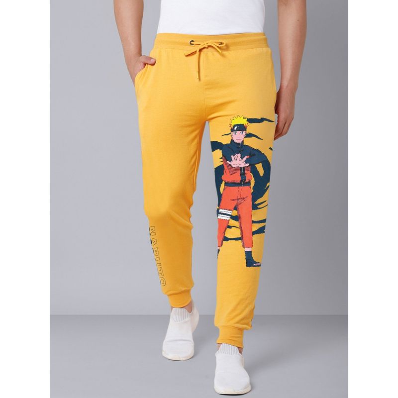 Free Authority Young Men Naruto Printed Yellow Joggers (2XL)
