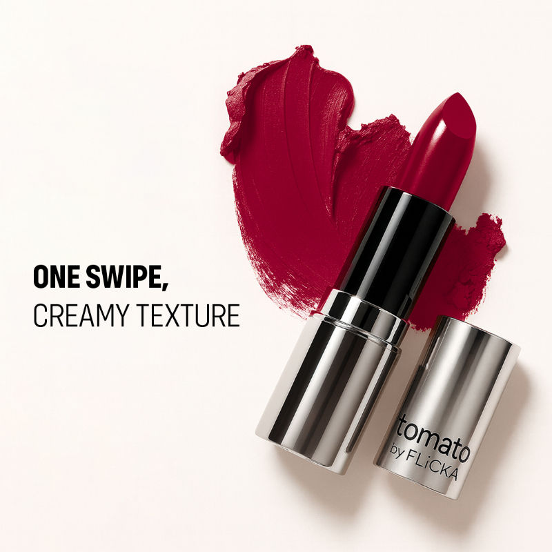 Flicka Tomato Bullet Lipstick Long Lasting Lightweight Intense Pigment Rich Matte Finish - Shade 10