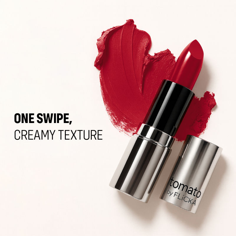 Flicka Tomato Bullet Lipstick Long Lasting Lightweight Intense Pigment Rich Matte Finish - Shade 23