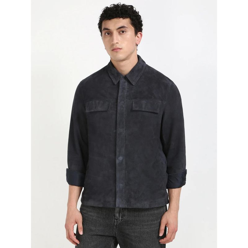 Calvin Klein Grey Printed Regular Fit Cotton Shirt (S)