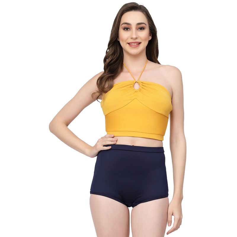 Cukoo Padded Yellow & Blue Two Piece Tankini Swimwear (S)