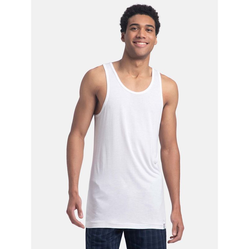 Jockey LM04 Men Bamboo and Tencel Modal Blend Sleeveless Vest - White (S)