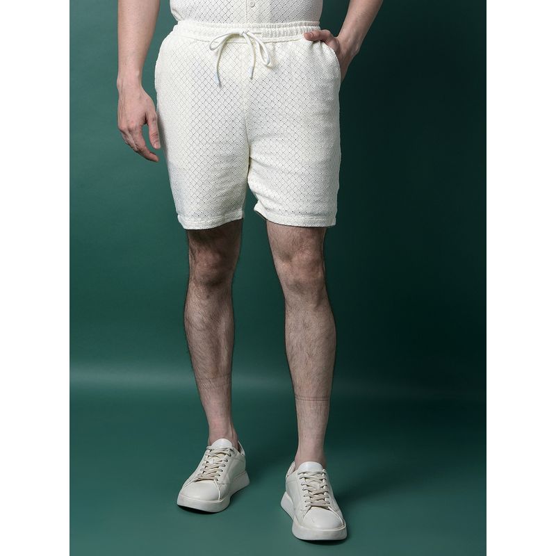 CRIMSOUNE CLUB Men Cream Jacquard Shorts (28)