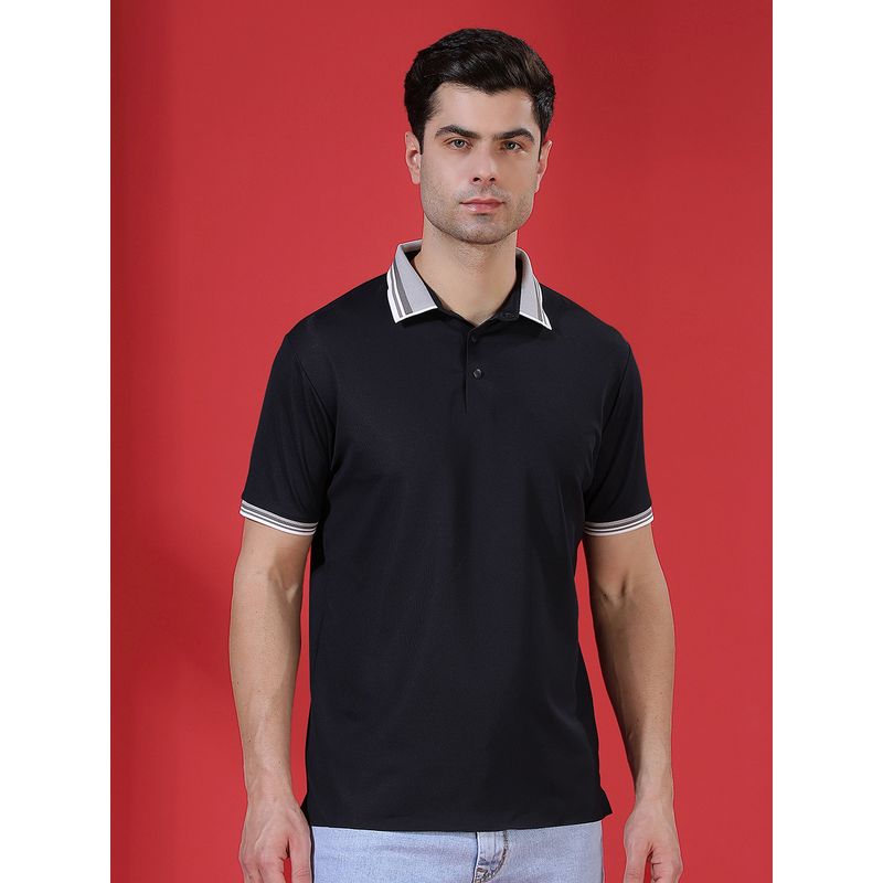 CRIMSOUNE CLUB Men Black Classic Polo T-Shirt (S)