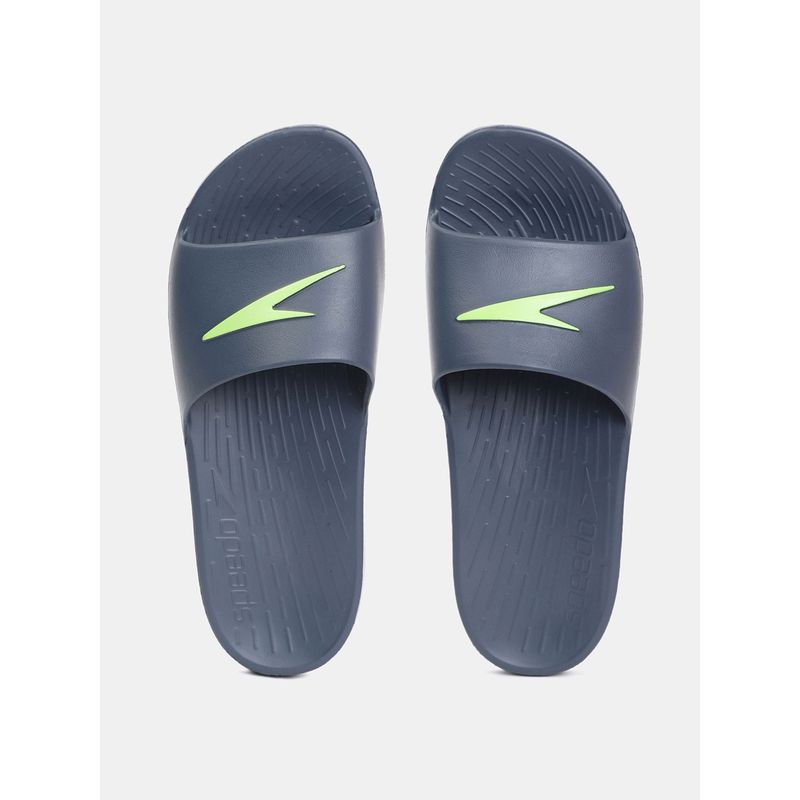 Speedo Men's Single Colour Slides - Charcoal & Atomic Lime (UK 8)
