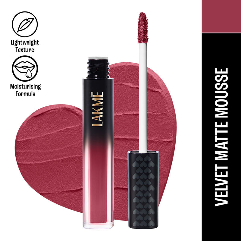 Lakme Xtraordin-Airy Velvet Lightweight Matte Lip Mousse With Cocoa Butter - 203 Plum Punch