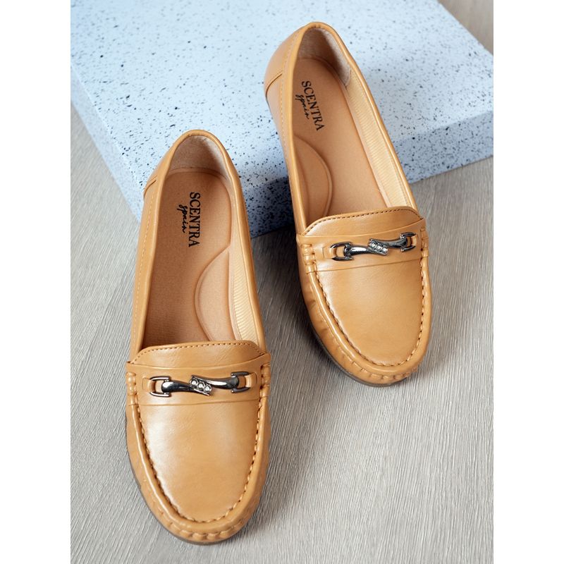 SCENTRA Amaya Tan Cushioned Loafers (EURO 36)