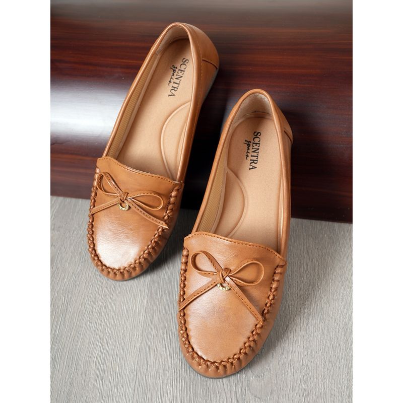 SCENTRA Xenia Tan Cushioned Loafers (EURO 36)
