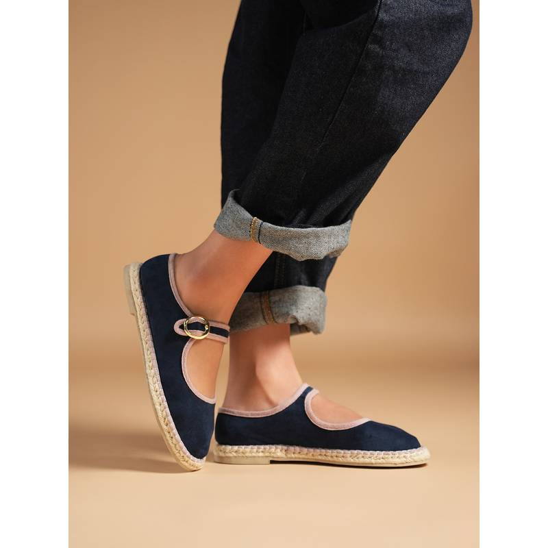 Theater Women Aragon Navy Blue Mary Jane Espadrilles (EURO 39)