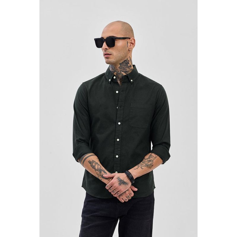 Snitch Core Lab Dark Green Button Down Slim Fit Shirt (M)