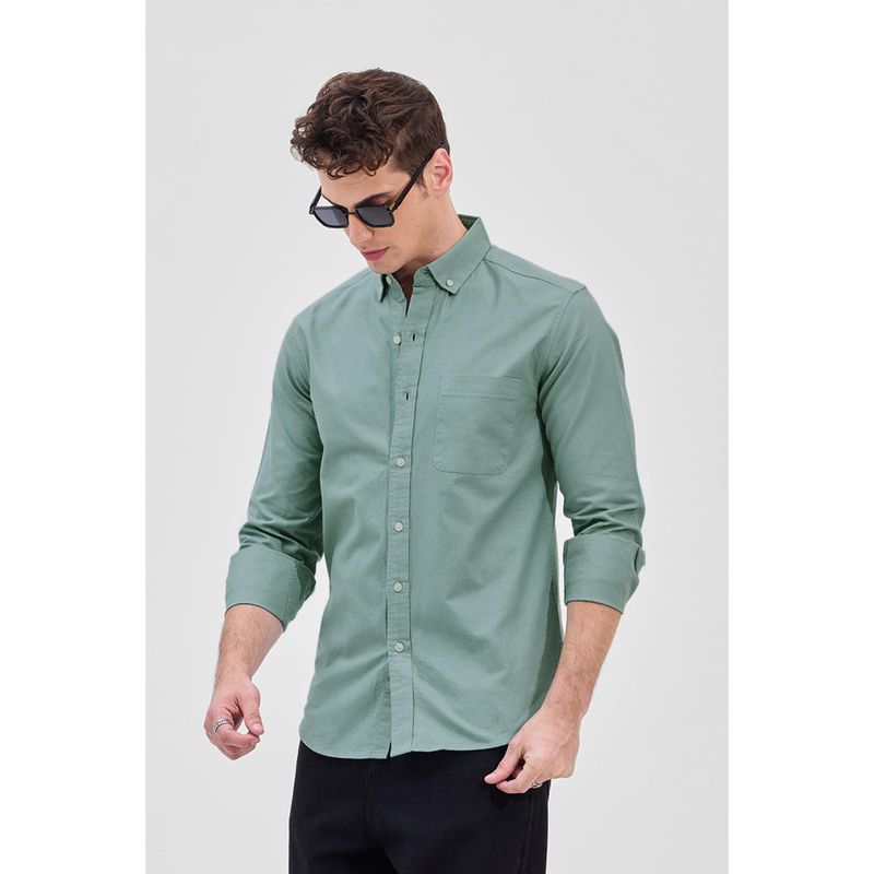 Snitch Core Lab Green Button Down Slim Fit Shirt (2XL)