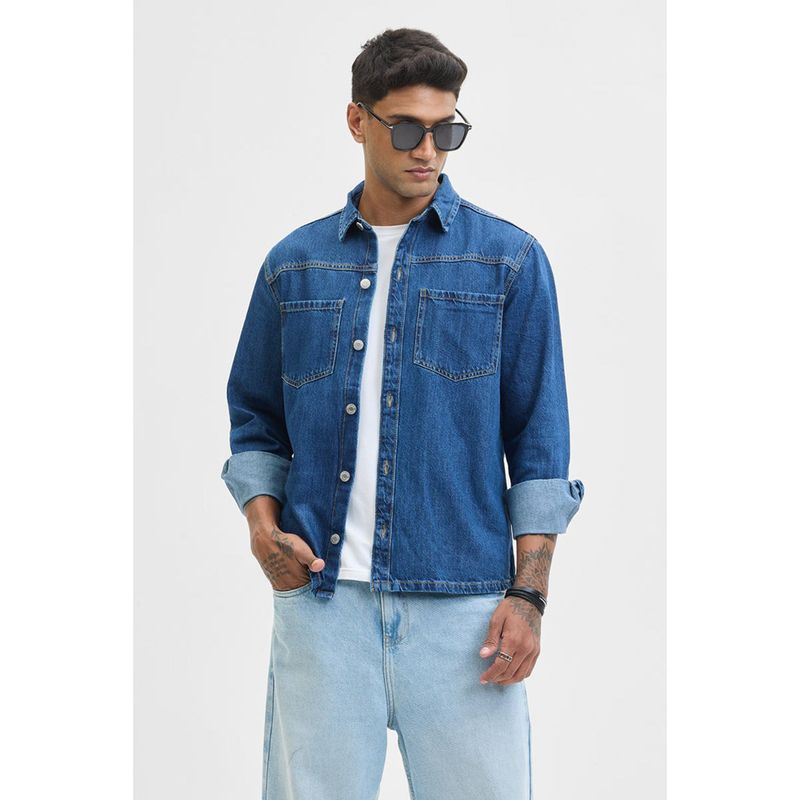 Snitch Blue Relaxed Fit Denim Shirt (M)