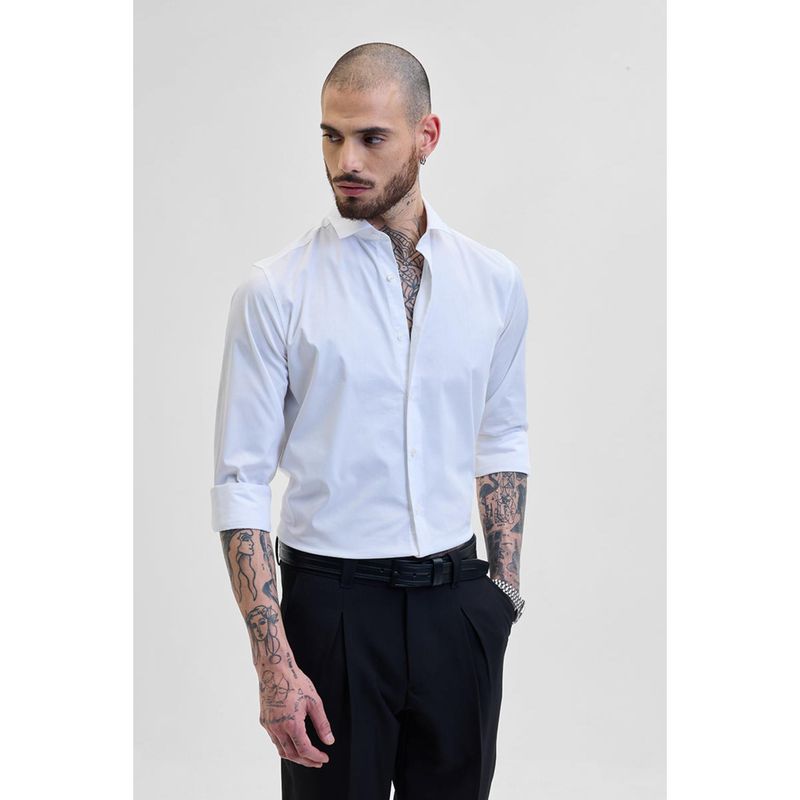 Snitch White Slim Fit Formal Shirt (2XL)