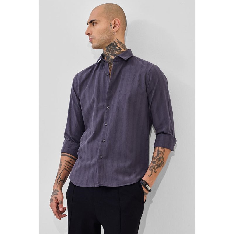 Snitch Purple Stripes Slim Fit Shirt (2XL)
