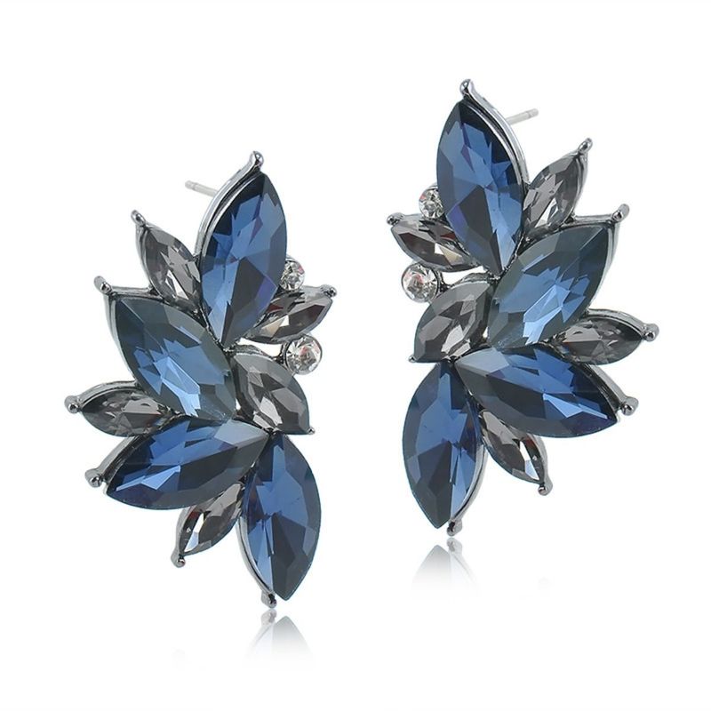 OOMPH Jewellery Blue Crystal Stone Studded Fashion Ear Stud Earrings For Women & Girls