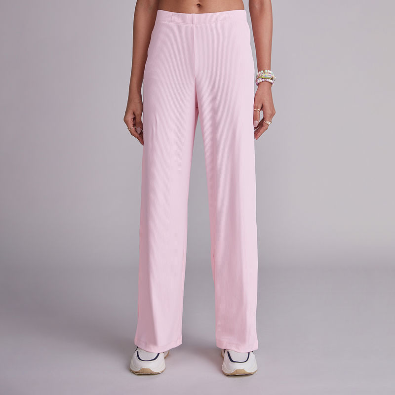 MIXT by Nykaa Fashion Baby Pink Solid Fit and Flare Pants (28)