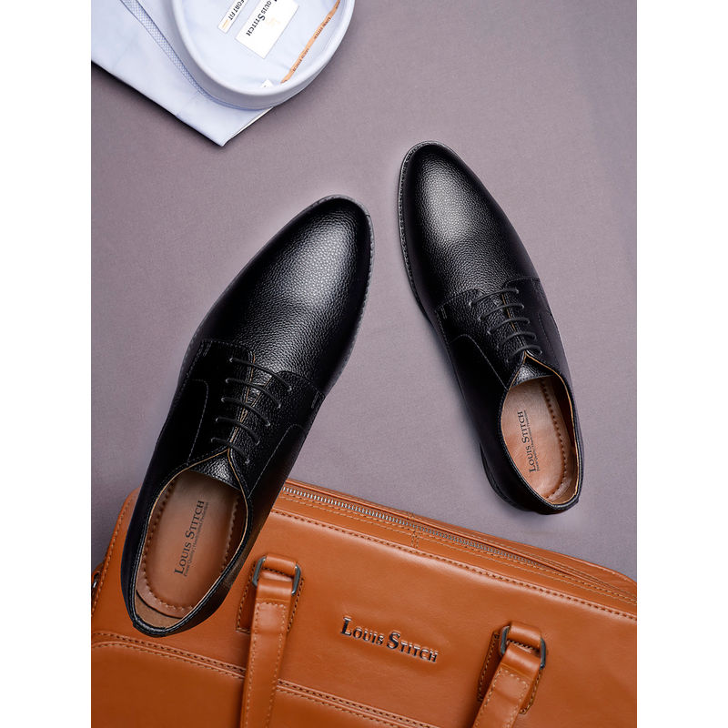 Louis Stitch Men Jet Black Formal Lace Up Derbies (UK 9)