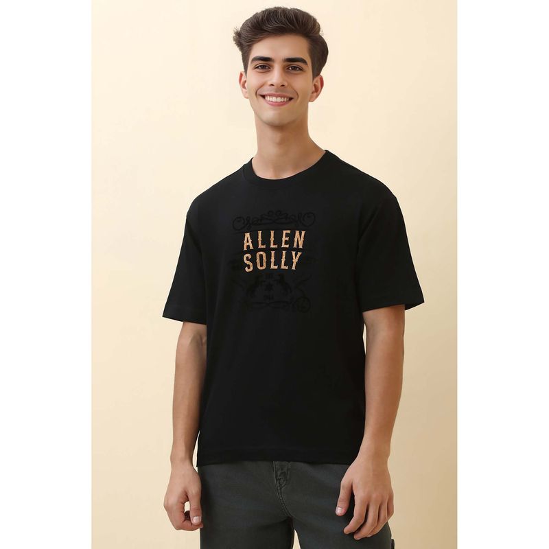 Allen Solly Men Black Graphic Print Round Neck T-Shirt (M)