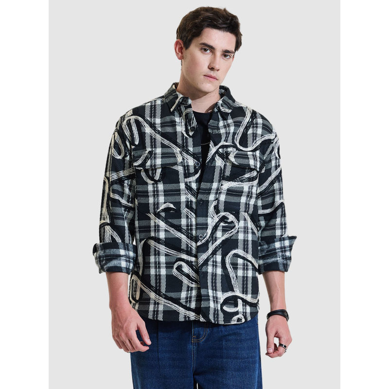Snitch Black Checks Relaxed Fit Shacket (S)