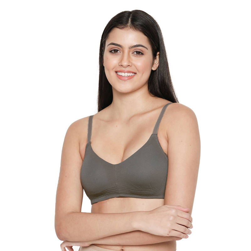 Shyaway Susie Everyday Wirefree Full Coverage Bottom Encircled Non-Padded Moulded Bra-Grey (40C)