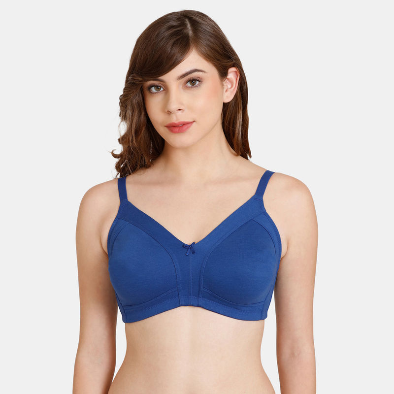 Zivame Rosaline Everyday Double Layered Non-Wired 3/4th Coverage Super Support Bra Blue Depth (32D)