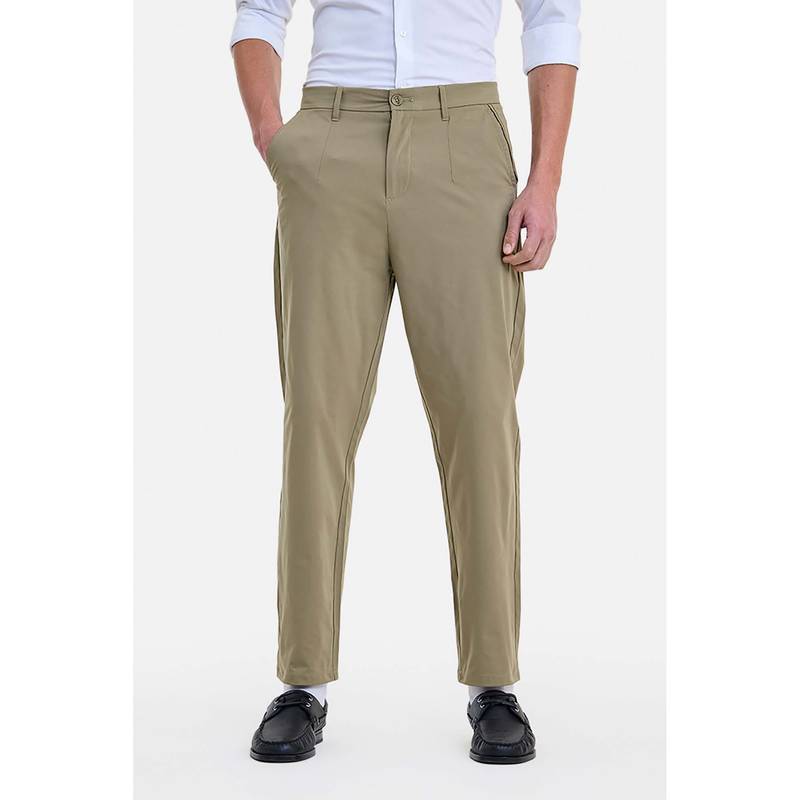 Snitch Men Khaki Solid Regular Fit Trouser (28)