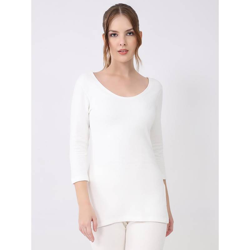 Monte Carlo White Women's Round Neck Three Fourth Sleeve Thermal Top (34)