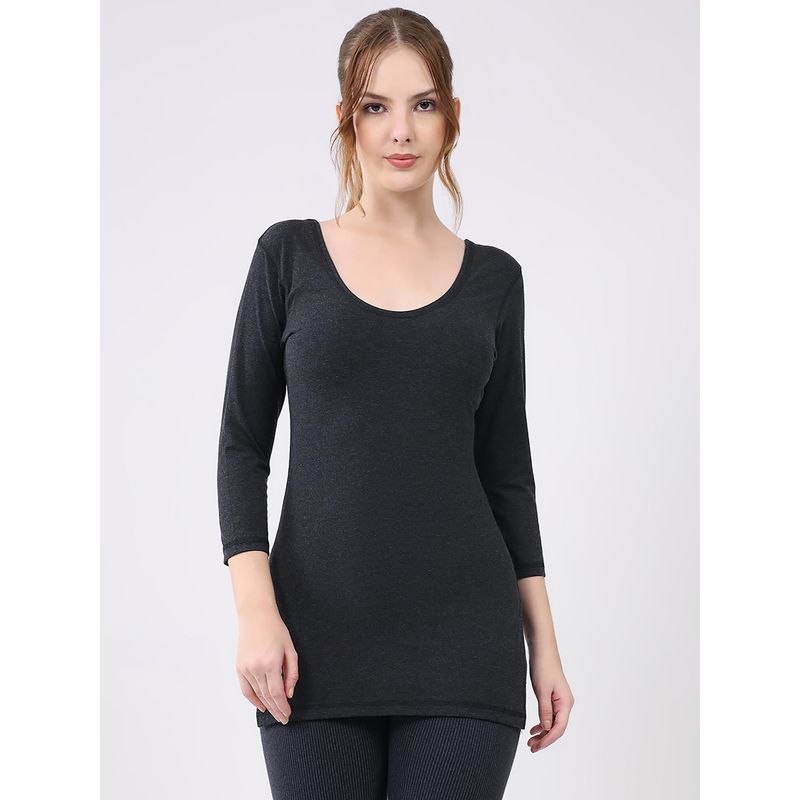 Monte Carlo Charcoal Women's Round Neck Three Fourth Sleeve Thermal Top (32)