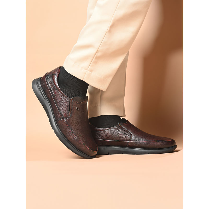 Louis Stitch Men Brunette Brown Genuine Leather Slip-On Loafers (UK 6)