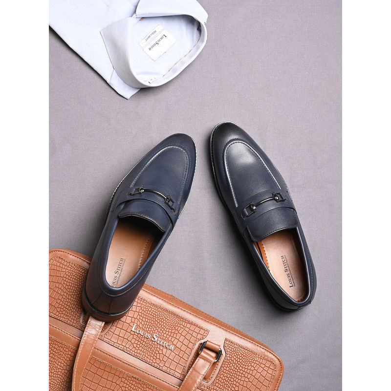 Louis Stitch Men Federal Blue Formal Slip On Moccasin Shoes (UK 6)