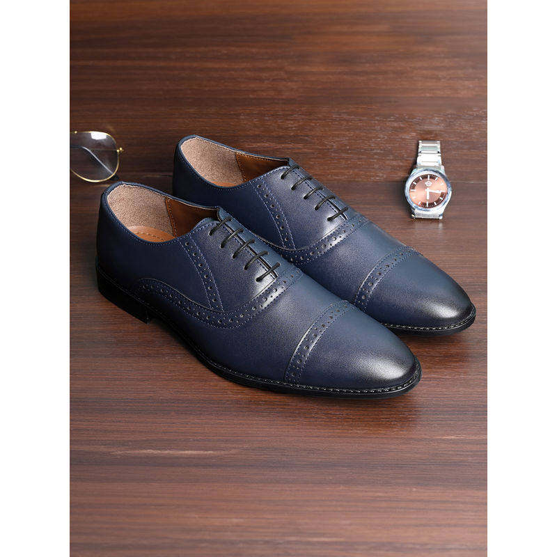 Louis Stitch Men Federal Blue Formal Lace Up Oxford Shoes (UK 6)