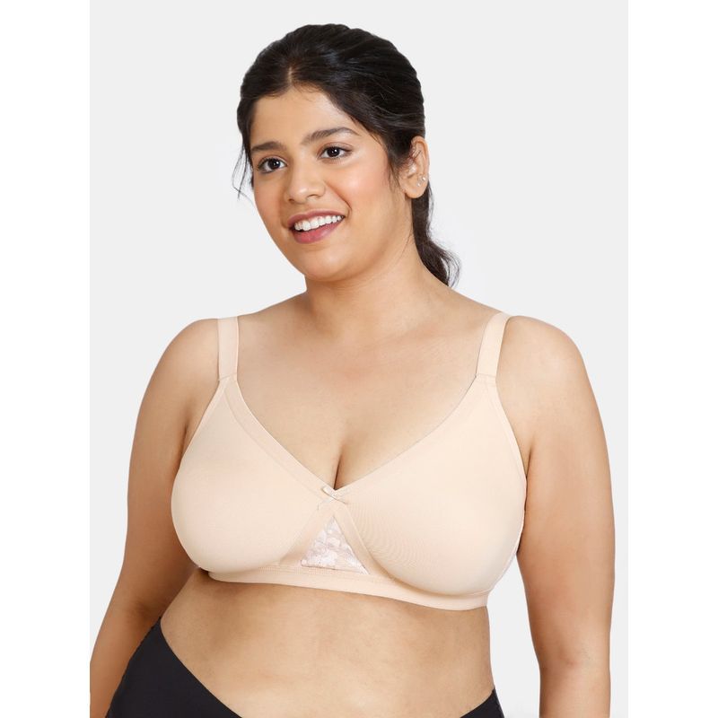 Zivame True Curv Double Layered Non Wired Full Coverage Super Support Bra - Skin (42C)