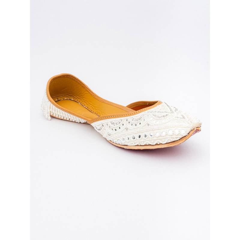 NR BY NIDHI RATHI Embellished Beige Juttis (EURO 36)