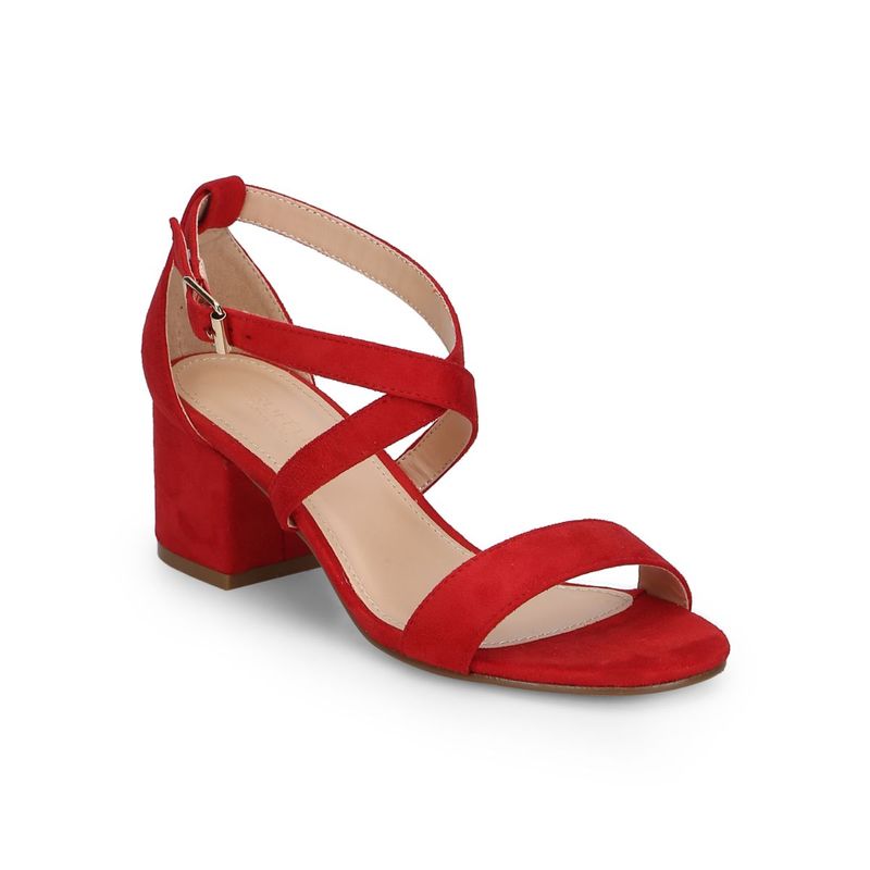 Truffle Collection Red Micro Crossover Strap Low Block Heels Buy