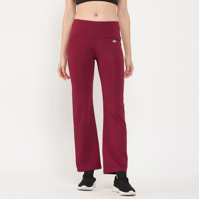 Clovia Comfort-Fit High Waist Yoga Pants - Maroon (2XL)