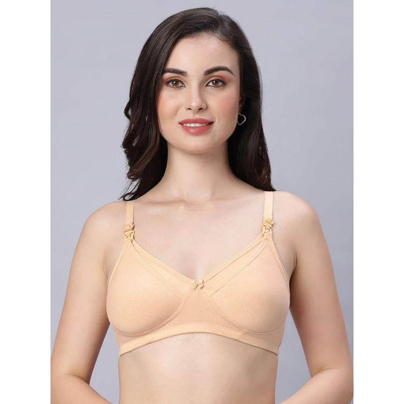 Mamma's Maternity Solid Bamboo Fabric Ultra Soft Full-Coverage Maternity Nursing Bra - Cream (36D)