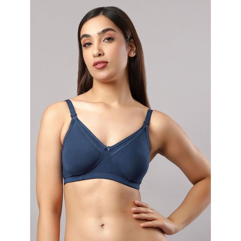 Mamma's Maternity Solid Bamboo Fabric Ultra Soft Non-Padded Maternity Nursing Bra - Royal Blue (42B)