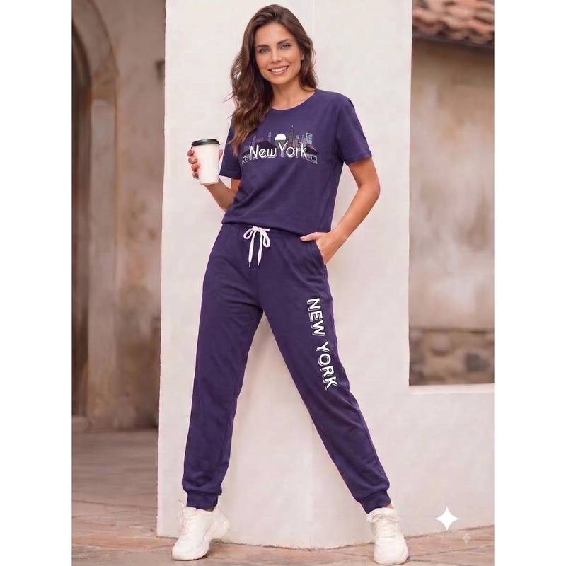 LOTIK Women's Cotton T-Shirt and Joggers (S)