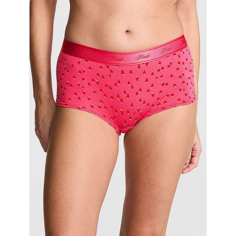 Victoria's Secret PINK Logo Cotton Shine Boyshort Panty Pink (XL)