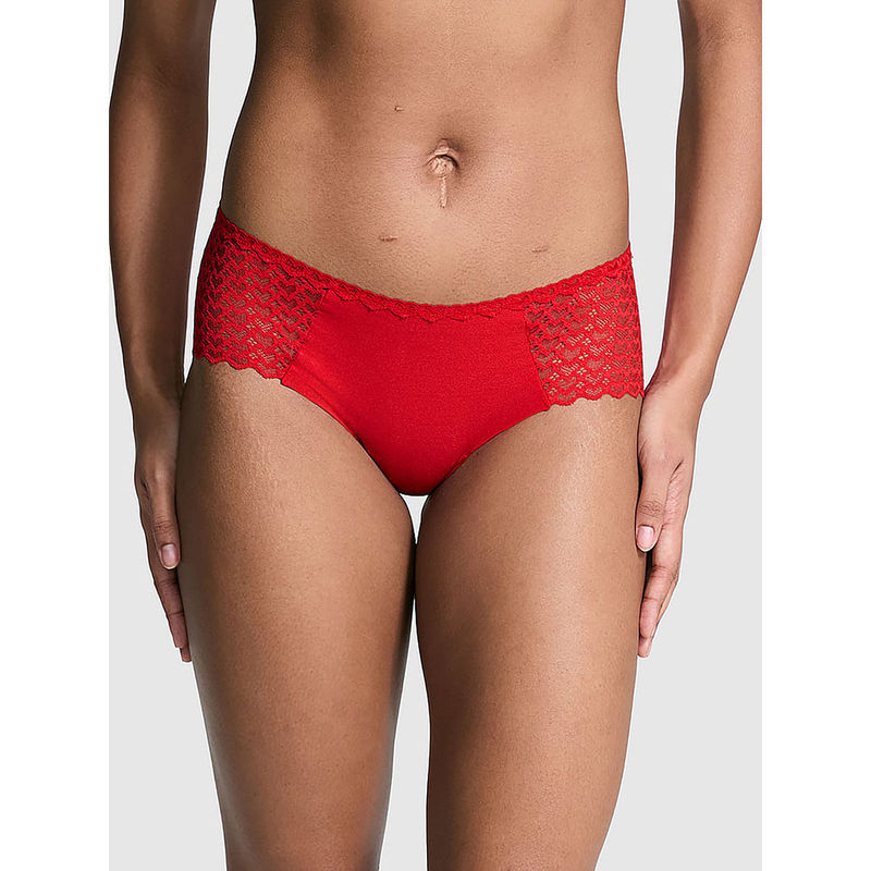 Victoria's Secret PINK No-Show Heart Lace Hip Hugger Panty Red (S)