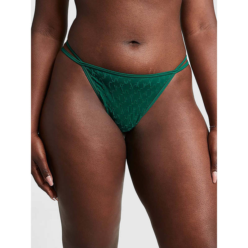 Victoria's Secret PINK Flocked Mesh Thong Panty - Green (XL)
