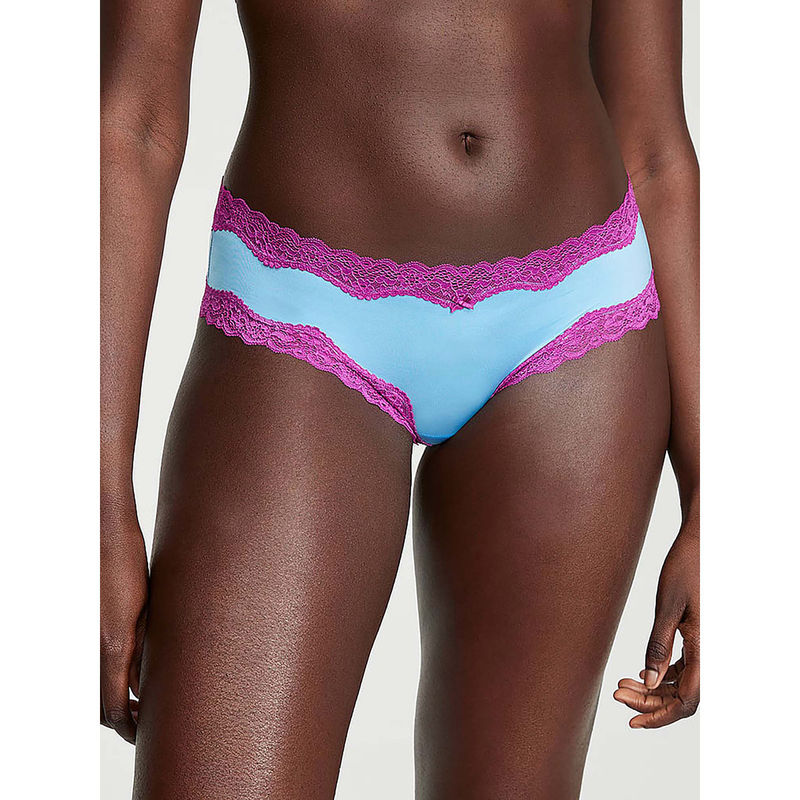 Victoria's Secret Fun and Flirty Lace-Trim Cheeky Panty - Blue (S)